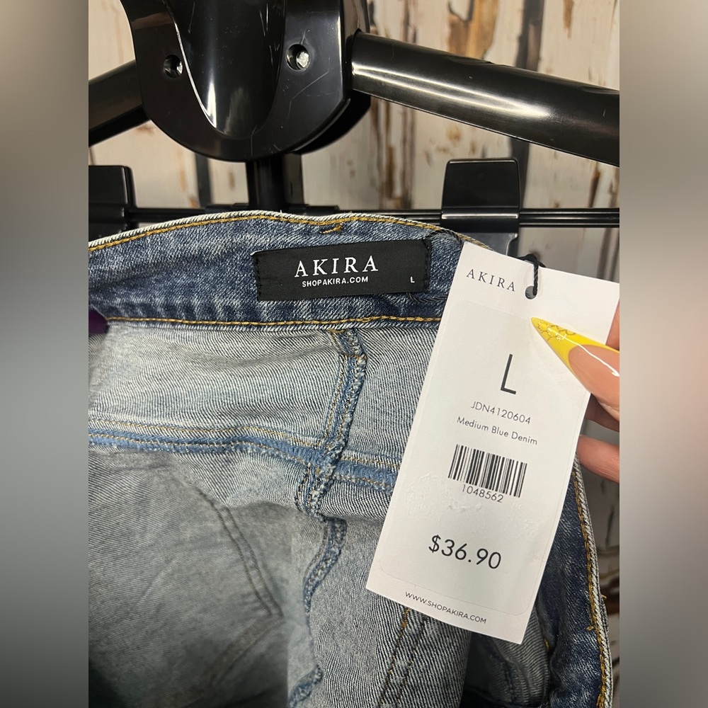 AKIRA Blue Denim Mini Skirt with Frayed Hem - Picture 8 of 8